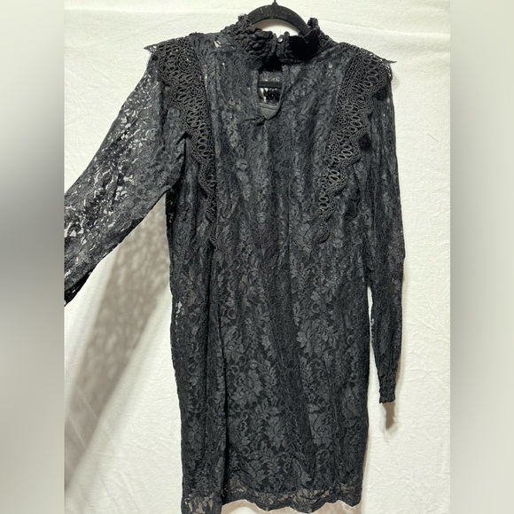 NWT Cable & Gauge Black Lace Long Sleeve High Neck Dress Size Large - Picture 2 of 8